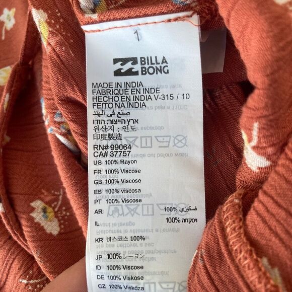 Billabong Earthy Shake It Again Wide Leg Jumpsuit Small Boho Summer Beach - Picture 9 of 11